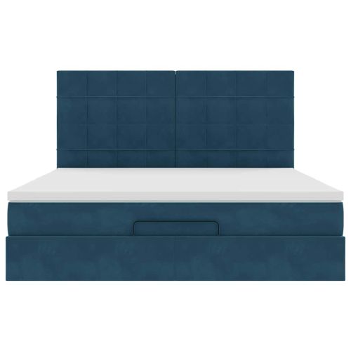 Османска легло с матраци, тъмносиньо, 180x200 см, кадифе
