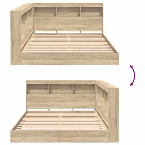 Легло с библиотека дъб сонома 140 x 200 cm Инженерно дърво