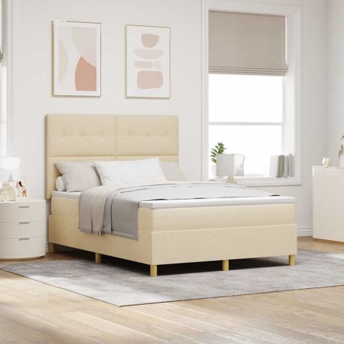 Легло с пружинирана основа с матрак Крем 160 x 200 cm текстил