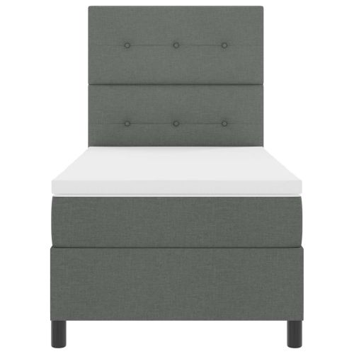 Легло с пружинирана основа с LED Тъмносив 90 x 190 cm текстил