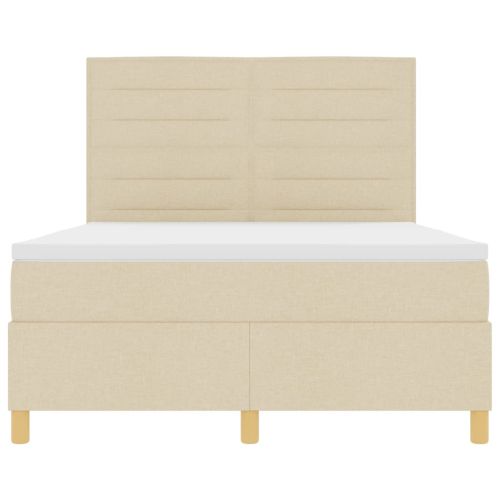 LED кутия за пружини с легло с матрак Крем 160 x 200 cm текстил