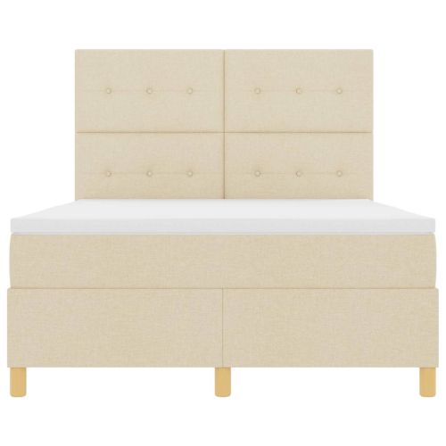 LED кутия за пружини с легло с матрак Крем 160 x 200 cm текстил