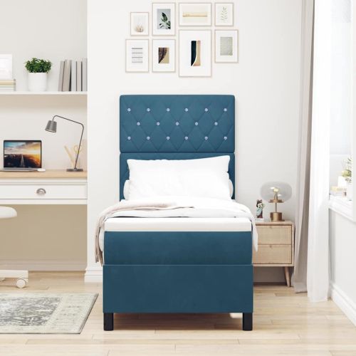 LED кутия за пружини с легло Тъмен син 80 x 200 cm Кадифе