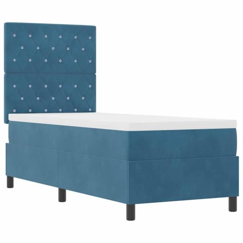 LED кутия за пружини с легло Тъмен син 80 x 200 cm Кадифе