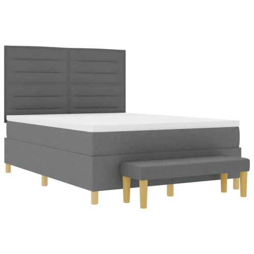 Легло с пружинирана основа Тъмносив 200 x 160 см текстил