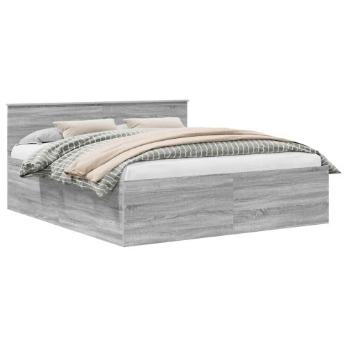 Рамка за легло Сив Сонома 200 x 200 cm Инженерно дърво