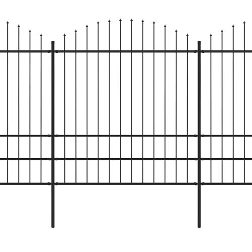 Градинска ограда с връх тип копие, стомана, 359x200 см, черна