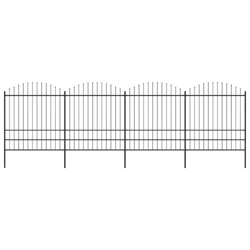 Градинска ограда с връх тип копие, стомана, 714,5x200 см, черна