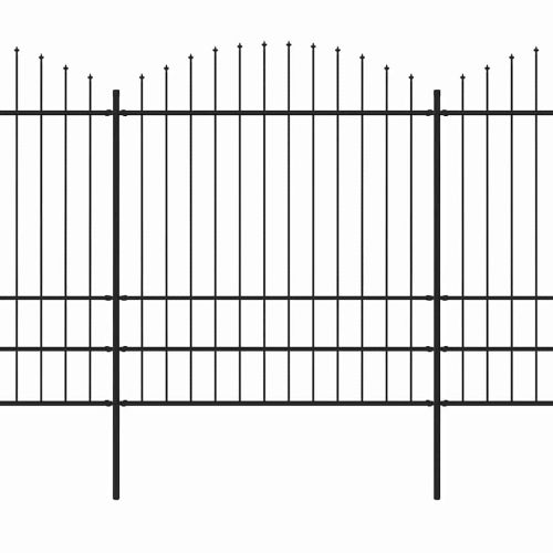 Градинска ограда с връх тип копие, стомана, 714,5x200 см, черна