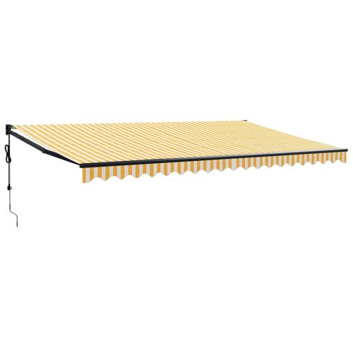 Автоматично прибираща се тента, жълто и бяло, 5x3 м