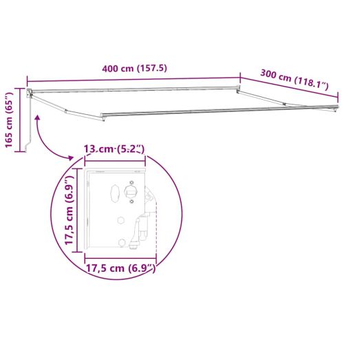Прибираща се тента антрацит и бял 4x3 м плат и алуминий