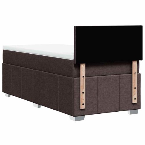Боксспринг легло с матрак, тъмнокафяво, 90x200 см, плат