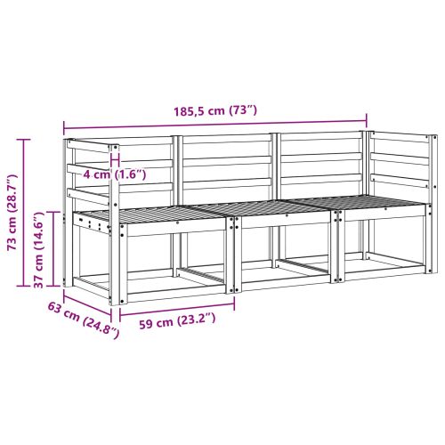 Комплект дивани за открито 3 pcs Естествен