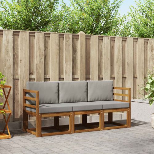 Комплект дивани за открито 3 pcs Естествено и светло сиво