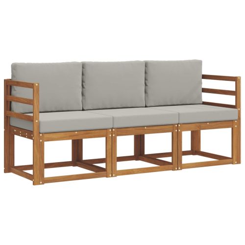 Комплект дивани за открито 3 pcs Естествено и светло сиво