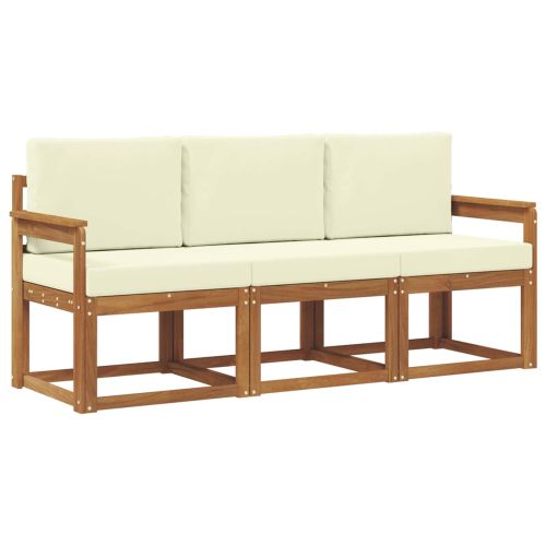 Комплект дивани за открито 3 pcs Натурален и Крема