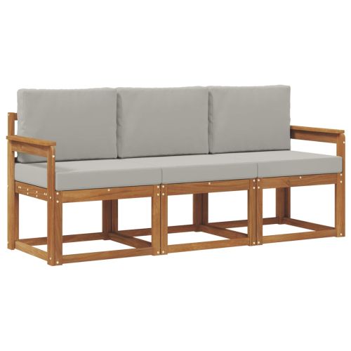 Комплект дивани за открито 3 pcs Естествено и светло сиво