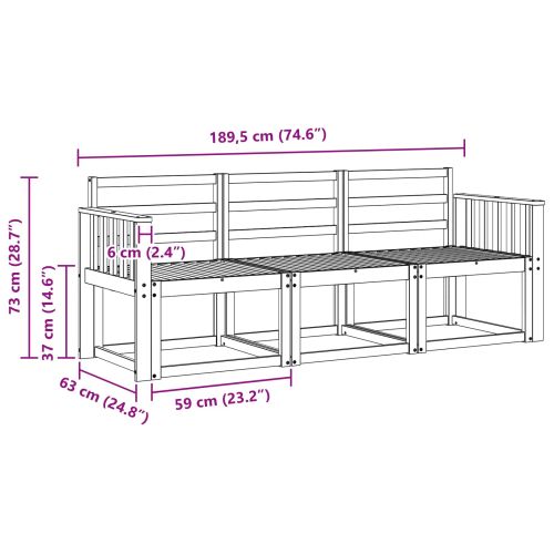 Комплект дивани за открито 3 pcs Естествен