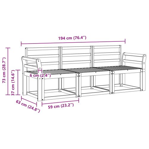 Комплект дивани за открито 3 pcs Естествен