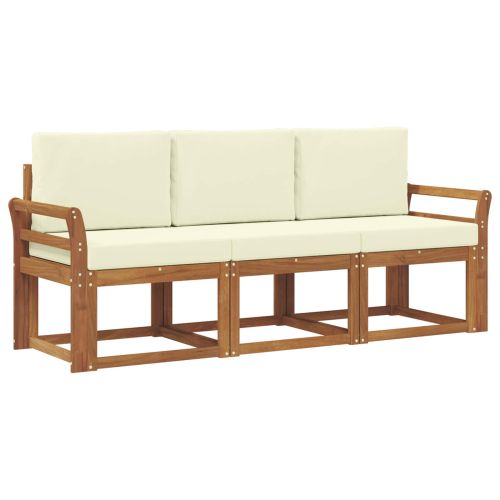 Комплект дивани за открито 3 pcs Натурален и Крема