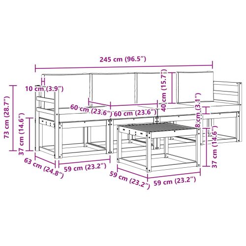 Комплект дивани за открито 5 pcs Натурален и Крема