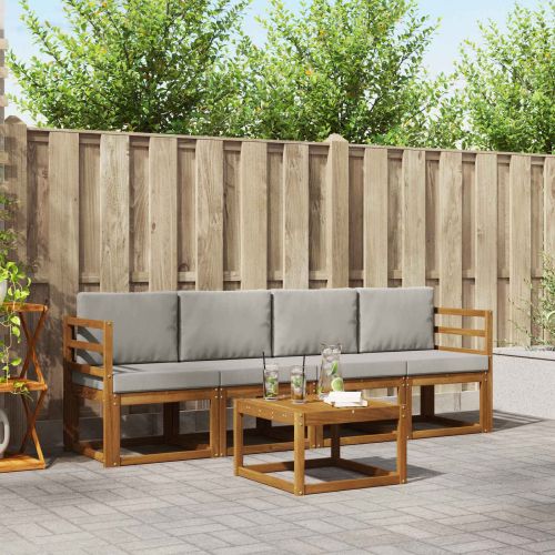 Комплект дивани за открито 5 pcs Естествено и светло сиво