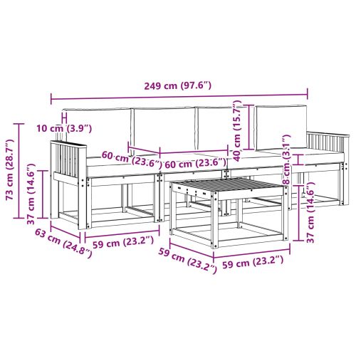 Комплект дивани за открито 5 pcs Натурален и Антрацит