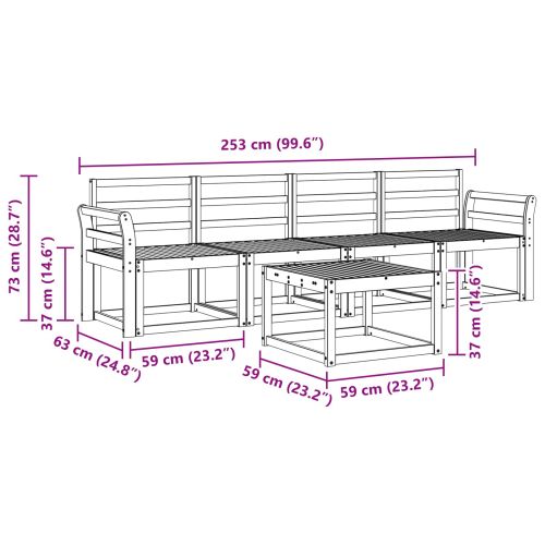 Комплект дивани за открито 5 pcs Естествен