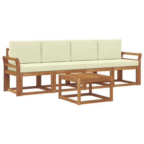 Комплект дивани за открито 5 pcs Натурален и Крема