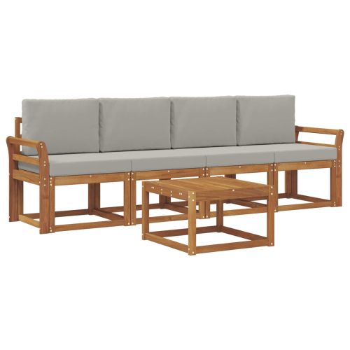 Комплект дивани за открито 5 pcs Естествено и светло сиво