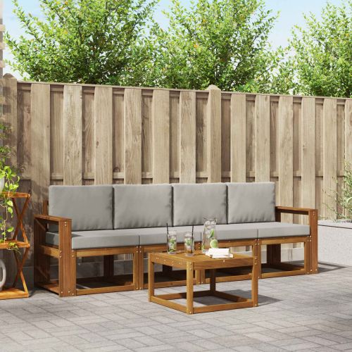 Комплект дивани за открито 5 pcs Естествено и светло сиво