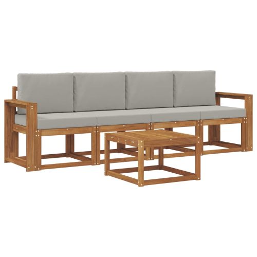 Комплект дивани за открито 5 pcs Естествено и светло сиво