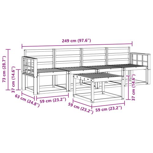 Комплект дивани за открито 5 pcs Естествен