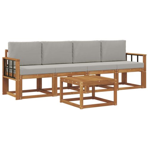 Комплект дивани за открито 5 pcs Естествено и светло сиво