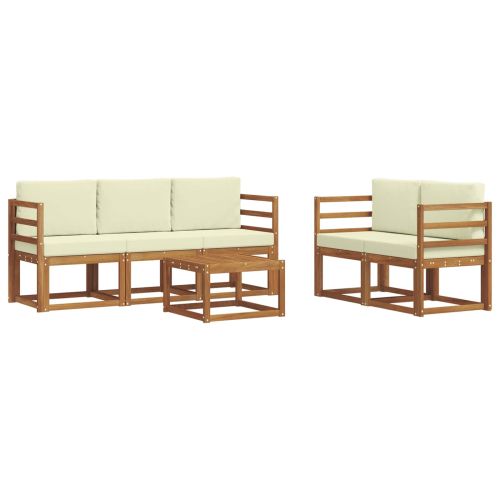 Комплект дивани за открито 6 pcs Натурален и Крема