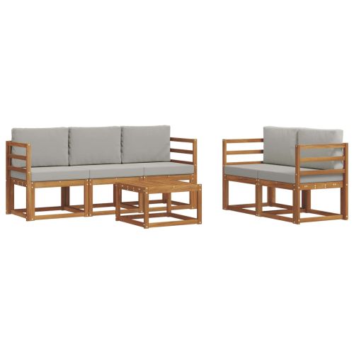 Комплект дивани за открито 6 pcs Естествено и светло сиво