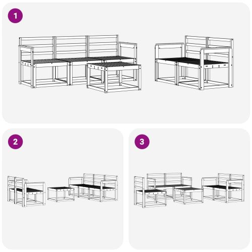 Комплект дивани за открито 6 pcs Естествен