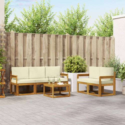 Комплект дивани за открито 6 pcs Натурален и Крема
