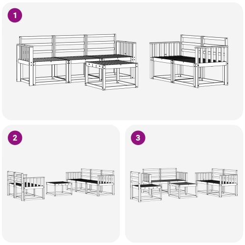 Комплект дивани за открито 6 pcs Естествен