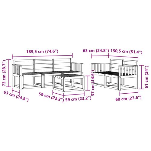 Комплект дивани за открито 6 pcs Естествен