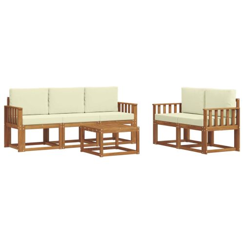 Комплект дивани за открито 6 pcs Натурален и Крема