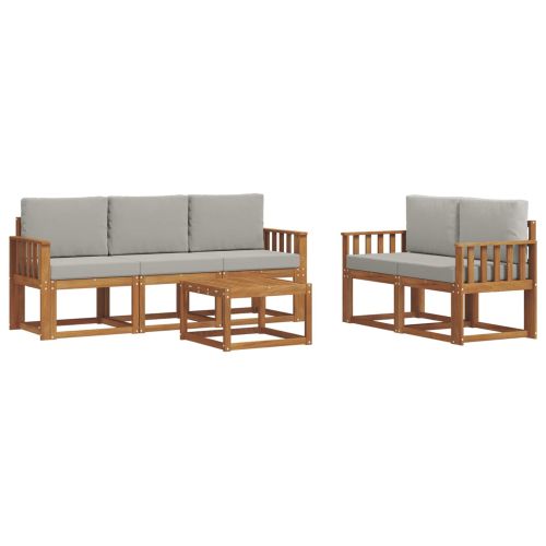 Комплект дивани за открито 6 pcs Естествено и светло сиво