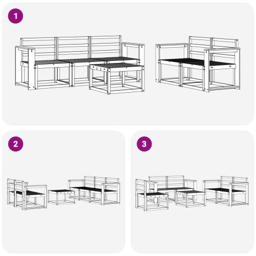 Комплект дивани за открито 6 pcs Естествен