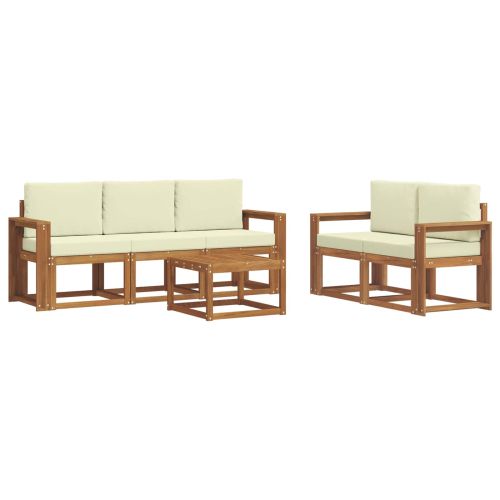 Комплект дивани за открито 6 pcs Натурален и Крема