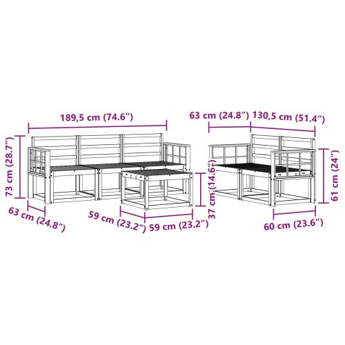 Комплект дивани за открито 6 pcs Естествен