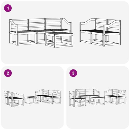 Комплект дивани за открито 6 pcs Естествен