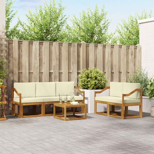 Комплект дивани за открито 6 pcs Натурален и Крема