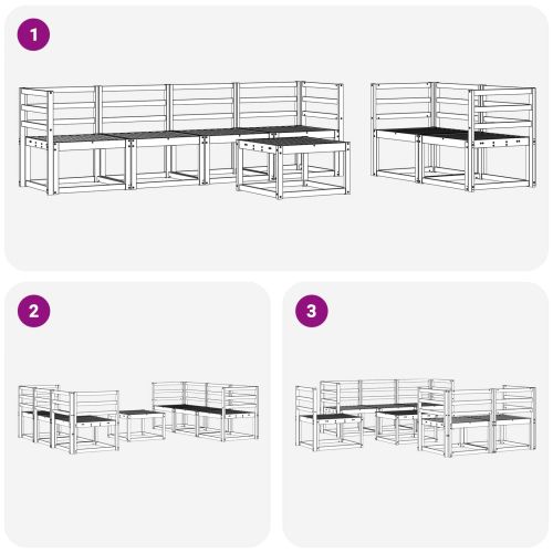Комплект дивани за открито 7 pcs Естествен