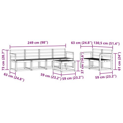 Комплект дивани за открито 7 pcs Естествен