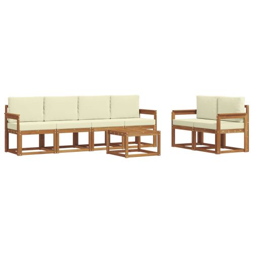 Комплект дивани за открито 7 pcs Натурален и Крема